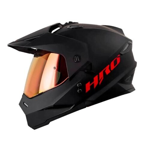 Casco Hro Mx-330Dv Solid Negro Rojo Visor Iridium Rojo