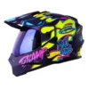 Casco Hro Mx-330Dv Stay Wild Amarillo Fucsia Visor Iridium Azul