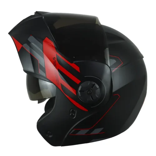 Casco Ich 3110 Cicu Negro Rojo Visor Smoke