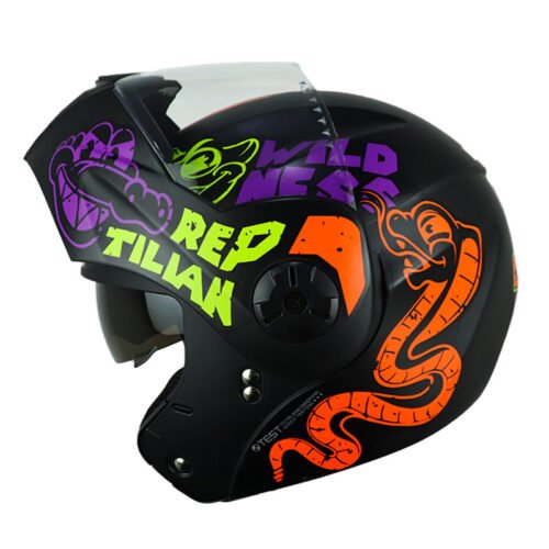 Casco Ich 3110 Kids Reptilian Negro Naranja