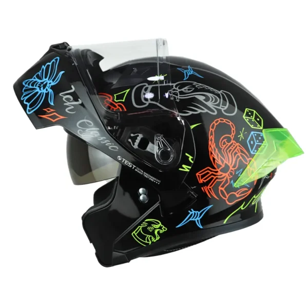 Casco Ich 3120 Tradiciona Negro Naranja Neón