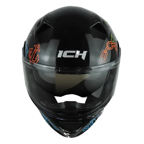 Casco Ich 3120 Tradiciona Negro Naranja Neón