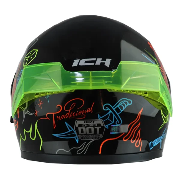 Casco Ich 3120 Tradiciona Negro Naranja Neón
