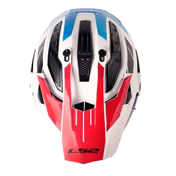 Casco Ls2 Mx-702 Namib Blanco Rojo Visor Iridium Azul