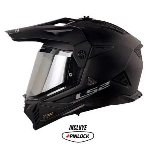 Casco Ls2 Mx-702 Solid Negro Visor Iridium Silver