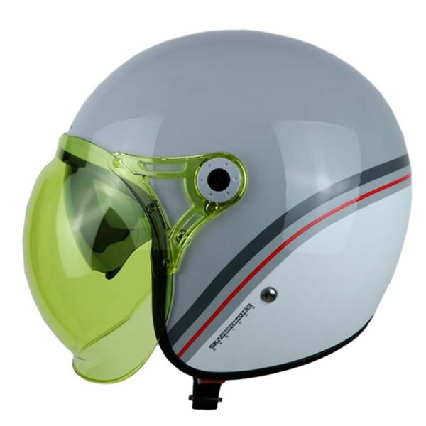 Casco Shaft 121 Scramb Stripe Gris Blanco Visor Amarillo