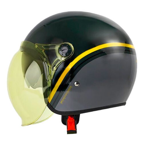 Casco Shaft 121 Scramb Verde Gris Visor Amarillo