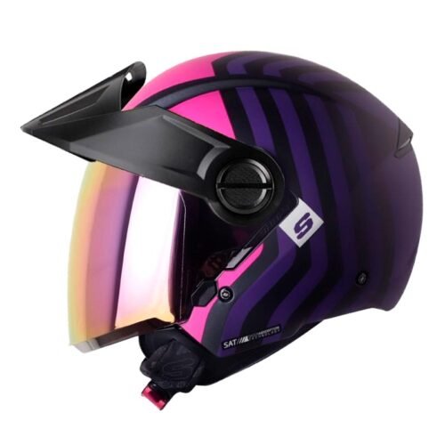 Casco Shaft 212 Abstract Camaleon Fucsia Visor Iridium Morado
