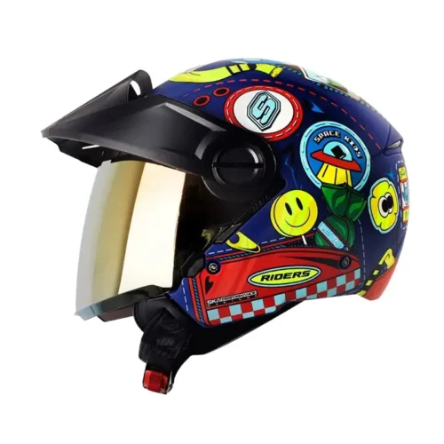 Casco Shaft 212 Baggage Azul Rojo Visor Iridium Rojo