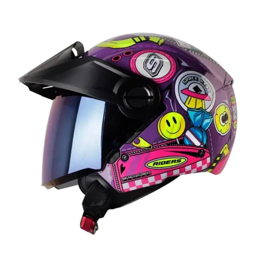 Casco Shaft 212 Baggage Morado Fucsia Visor Iridium Azul
