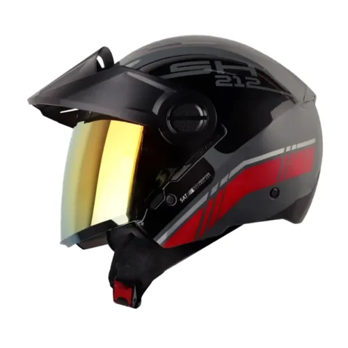 Casco Shaft 212 Broth Gris Rojo Visor Iridium Rojo