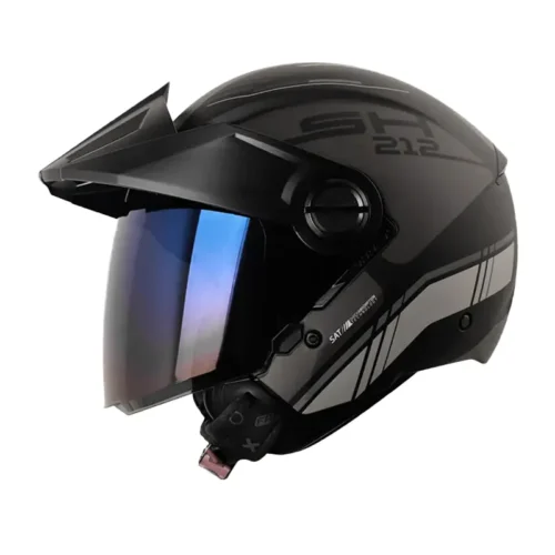 Casco Shaft 212 Broth Negro Silver Visor Iridium Azul