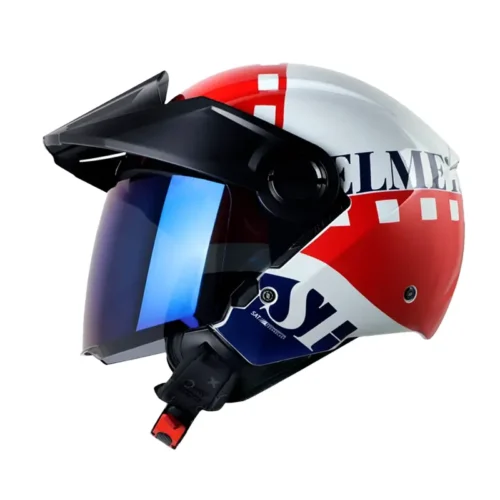 Casco Shaft 212 Ditto Azul Rojo Visor Iridium Azul