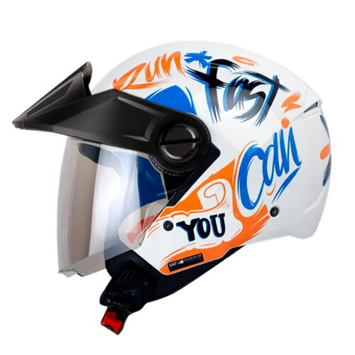 Casco Shaft 212 Drop Blanco Naranja Visor Silver