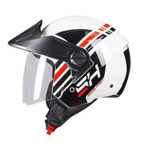 Casco Shaft 212 Jet Blanco Rojo Visor Smoke