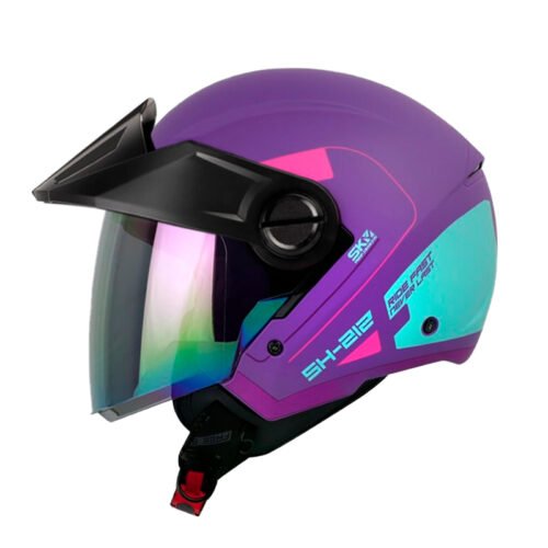 Casco Shaft 212 Louvre Morado Turquesa Visor Iridium Morado