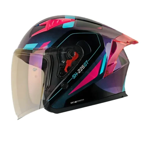 Casco Shaft 226 Gt Balam Camaleon Fucsia Visor Iridium Morado