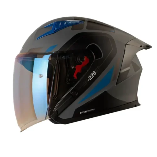 Casco Shaft 226 Gt Balam Gris Oscuro Azul Visor Iridium Azul