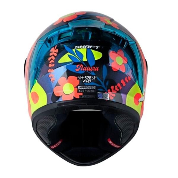 Casco Shaft 526sp Evo Natura Camaleón Naranja Neón Visor Iridium Azul