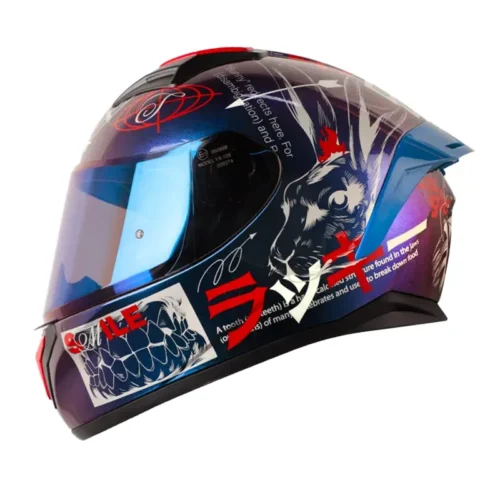 Casco Shaft 582Sp Evo Randamu Camaleon Rojo Visor Iridium Azul