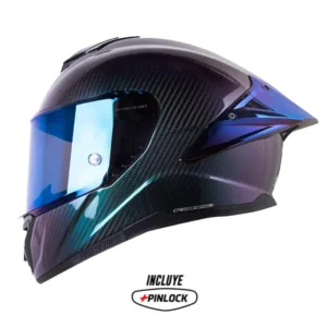 Casco Shaft Pro 620 Evo Carbon Solid 3K Camaleon Visor Iridium Azul
