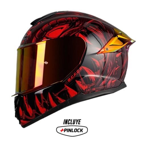Casco Shaft Pro 620evo Lizzard Rojo Visor Iridium Rojo