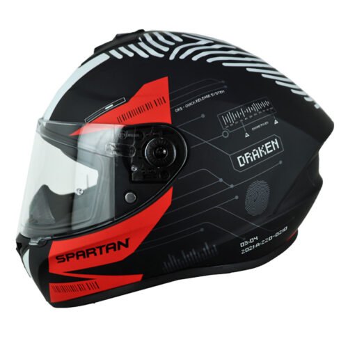 Casco Spartan Draken Fingerprint Negro Rojo