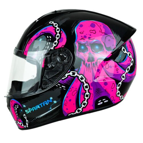 Casco Spartan Stinger Kraken Negro Fucsia