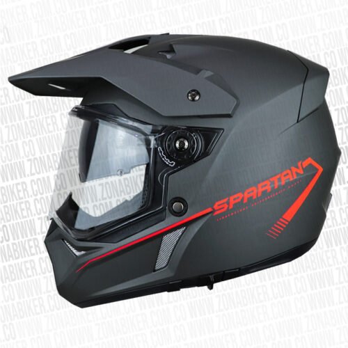 Casco Spartan Wolf Ds Rojo Fluorescente