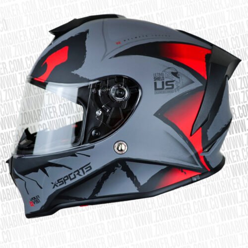 Casco X-Sports V151 Swamp Gris Rojo