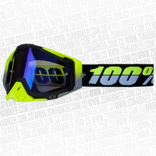 Lentes Cross 100% Racecraft Verde Gris Visor Azul